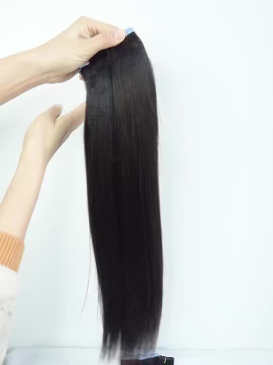 Natural Black Tape in Hair Extensions Human Hair Black Tape in Hair Extensions Real Human Hair Extensions Tape in #1B Black Hair Extensions Real Human Hair 20pcs 16-26 Inches